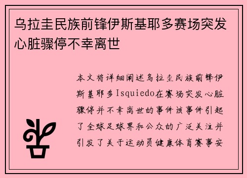 乌拉圭民族前锋伊斯基耶多赛场突发心脏骤停不幸离世